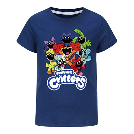 Børn Drenge Piger Smilende Critters CatNap DogDay T-shirt med tryk unisex marineblå Marineblå Marineblå Navy blue
