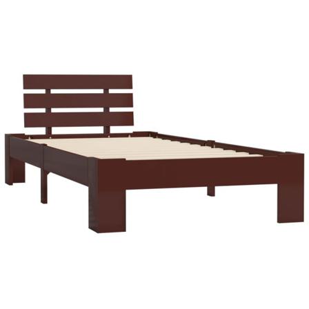 Vidaxl Sängram Mörkbrun Massiv Furu 100x200 Cm Brun