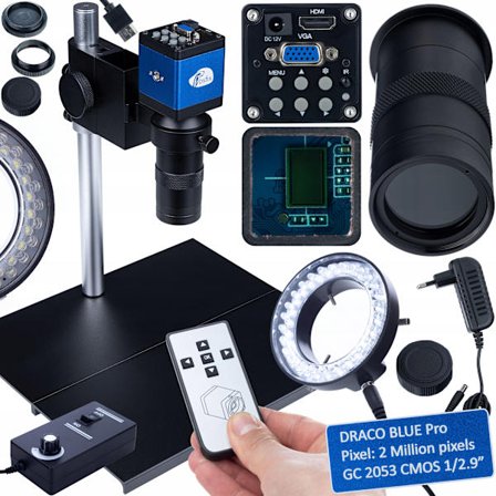 Planets Pro Digitaalinen Mikroskooppi 100X XL – Full HD HDMI/VGA Kamera | LED 56x | 290x260 mm Alusta | Plug & Play