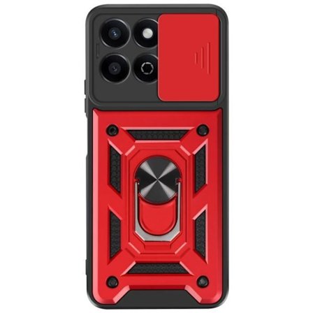 Coque til Honor 200 Smart - Mayaxess - Rød - Stødabsorberende - Skjul kamera med skydelås - Støtte ring