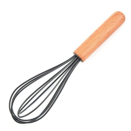 Silikonepiskeris med træhåndtag - piskeris med sort træ