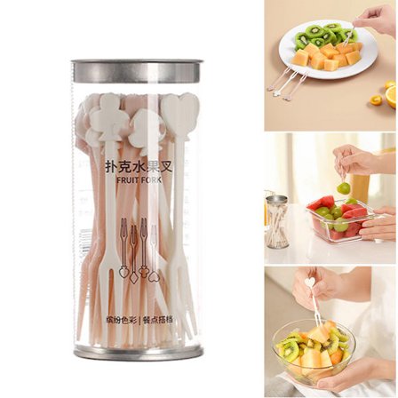 36 stk Genanvendelige frugt Snack gaffel Dessert Mad valg Plastikkagegafler Cocktail valg til hjemme- og cateringfest Mix Color