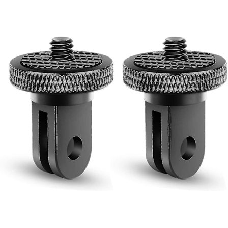 Stativadapter Kamerastativ Tilbehør Aluminium Adapter Feste Kamera for Gopro Brakett og Andre Sportskameraer (2 stk, Svart)