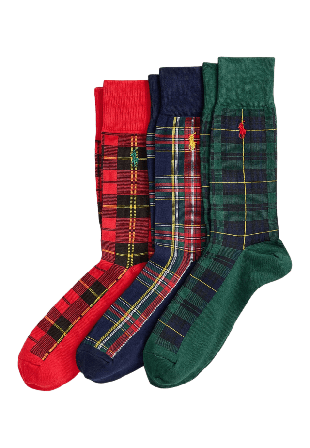 Polo Ralph Lauren Plaid Trouser 3-Sock Gift Set Strumpor Herr Grön ONESIZE
