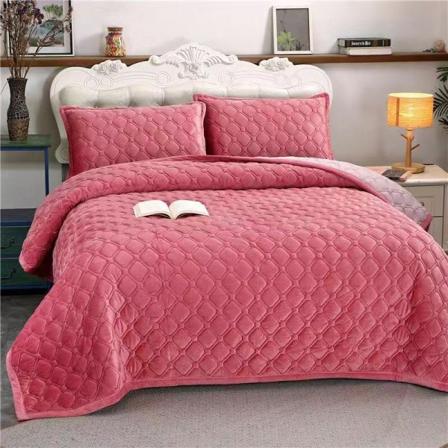 Tre-delt krystal fløjltæppe Seng ren farve varm Holder flannel fortykket fløjlstæppe vintertæppe Cameo Red 200x230cm