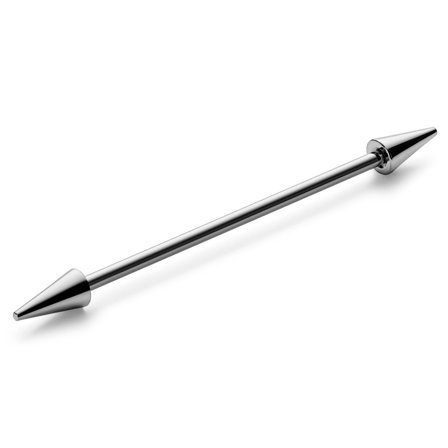 38 mm hopeanvärinen piikkikärkinen kirurginteräksestä valmistettu Industrial barbelli miehille - Korvakorut - Lävistyskorut