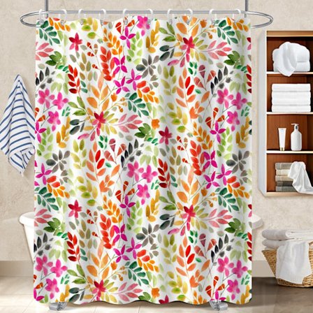 Badrumsgardin, Vattenavvisande Duschdraperi med Lövmönster för Familjehushåll