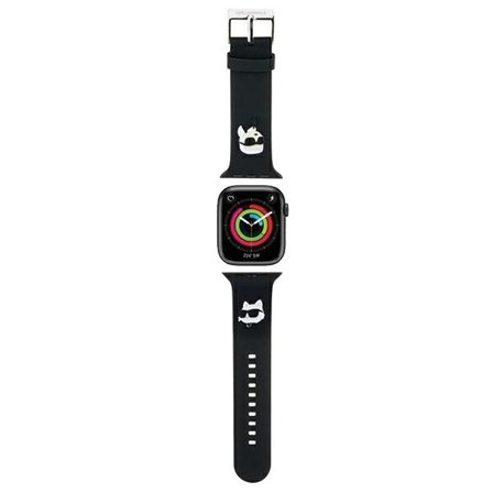 Karl Lagerfeld 3D-gummi Karl&Choupette Heads armband till Apple-klocka 38/40/41mm - svart