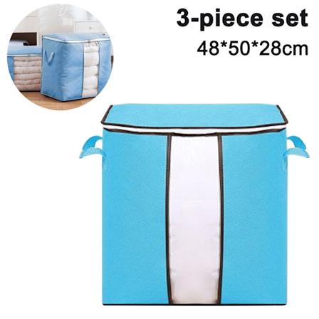 3-pack förvaringsväskor för kläder med dragkedja, tjockt, andningsbart tyg, hopfällbar förvaring under sängen med genomskinligt fönster för täcken, 