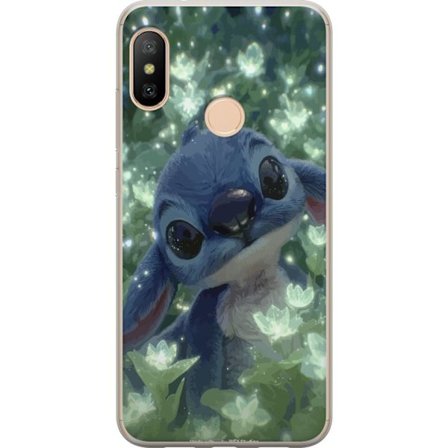 Kompatibel Mobilcover til Xiaomi Redmi 6 Pro Stitch med blomst kawaii Disney alien blå