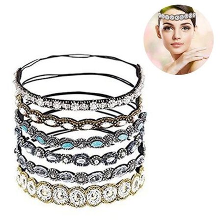 6 stk. Vintage elastiske hårbånd, håndlavede hårtilbehør, damehoved