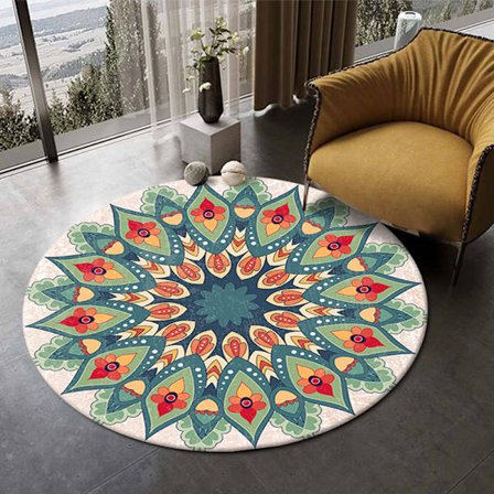 Rund Area Matta Mandala Mattor för Sovrum Badrum Tvättad Halksäker Cirkel Golvmattor Chic Bohemian Heminredning Mattor - Stil 2