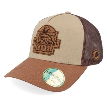 Monopoly - Beige trucker Keps - Millionaires Club Engraved Brown/Khaki Trucker @ Hatstore