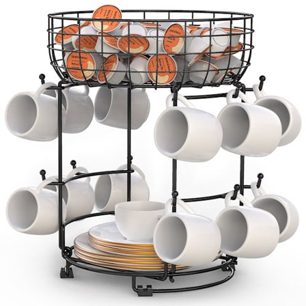 Metall frittstående koppholder for kaffekopper og glass, Kitche