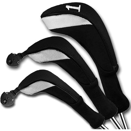 Golfkøllehovedbeskyttere, til Woods Lang Cover Driver, Hybrid Fairway, Udskiftelig nr. Tag Nyhed Holdbar, Sort - 3 stk.