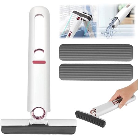 4-delt Mini Moppesæt Bærbart Jævnt Klem Håndfri Rengøring til Badeværelse Køkken Bil og Glas