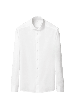 Eton Skjorta I Jacquardstickad Filo Di Scozia Slim Fit Skjortor Herr Vit 44