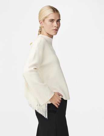 YAS Yasfringa Ls O-Neck Knit Pullover S. - Cream - XL