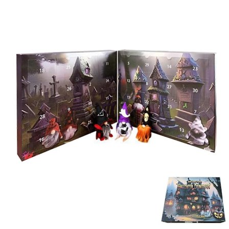 Halloween-seikkailukalenteri 2024, 31 kääpiöhahmoa Halloween-leluja, 31 päivän Halloween-laskentakalenteri koristeet