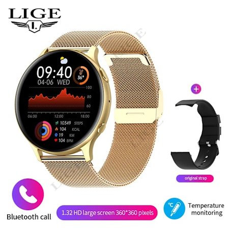 LIGE Bluetooth Samtal Smart Klocka Kvinnor Män 1.32 "