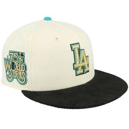 New Era - MLB White fitted Caps - Los Angeles Dodgers Duality 59FIFTY 75th World Series Chrome/Black Fitted @ Hatstore