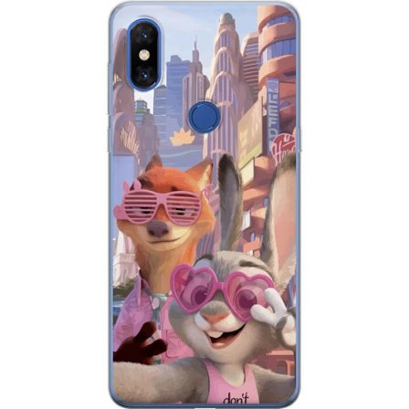 Kompatibel Mobilcover til Xiaomi Xiaomi Mi Mix 3 Animalske figurer i solrig bymiljø med rosa solbriller og en positiv besked i en farverig feel-good