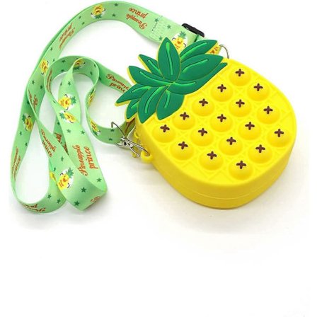 Cartoon Unicorn Messenger Bag för Flickor, Silikon Myntplånbok, Billiga En-Klicks Bubbla Fidget Sensoriska Leksaker för Stressavlastning, Skola och