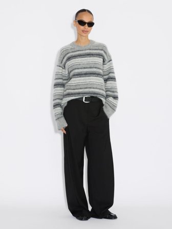 Fluffy Stripe Crewneck Sweater