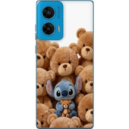 Kompatibel Mobilcover til Motorola Motorola G96 Sød og sikker illustration med Stitch omgivet af bamser, der skaber en varm og legende følelse for b