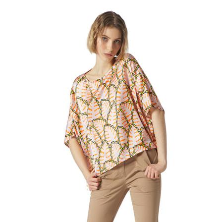 Manila Grace, Printed box blouse Art. C247Ss Roze, Dames, Maat:L