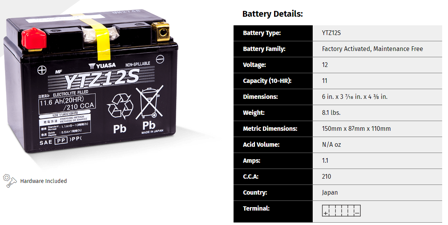 Batterie Moto Yuasa MF – Recherche par Moto - Honda CTX 700N 2014-2014