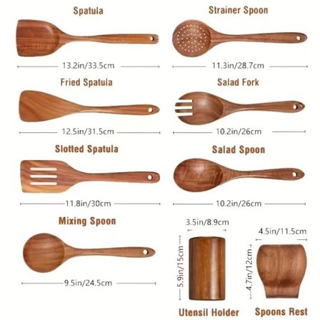 Kitchen Utensil Set - Wooden Utensils for Cooking