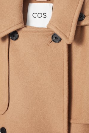 COS Women's Hooded Wool Long Duffle Coat in Beige