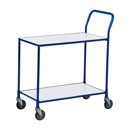 Bordvogn, blålakkert, hvit bordskive uten brems