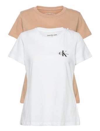 2-Pack Monogram Slim Tee T-shirts & Tops Short-sleeved Hvit Calvin Klein Jeans
