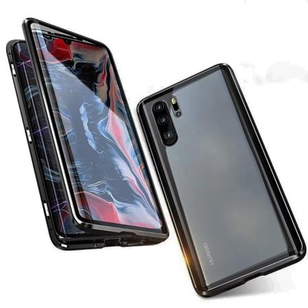 Huawei P30 Pro - Härdat Glas Dubbelt Magnetiskt Skal Svart