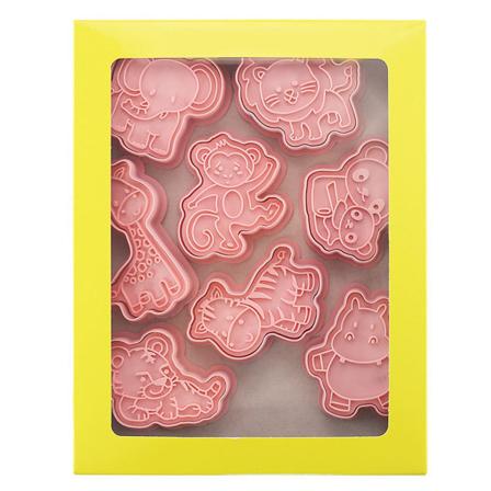 8 kpl eläimen muotoisia evästeleikkureita, elintarvikelaatuinen muovinen keksileivontamuotti evästeille ja fondanteille