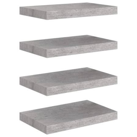 Vidaxl Svävande Vägghyllor 4 St Betonggrå 40x23x3,8 Cm Mdf Grå