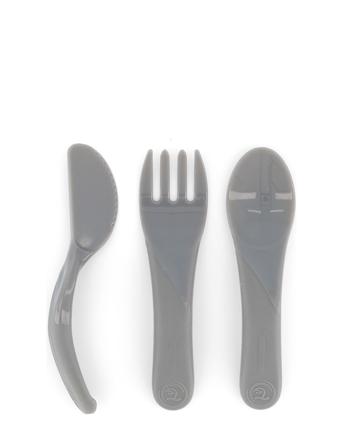 Twistshake Learn Cutlery 6+M Pastel Grey Home Meal Time Cutlery Grå Twistshake