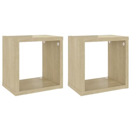 Vidaxl Vägghylla Kubformad 2 St Sonoma-ek 22x15x22 Cm Brun