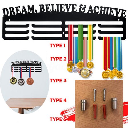 Medaljehenger, Medaljeoppbevaring, Hengende medalje, Medaljeholder, Hengekroker, Medaljestativ, Svart, metall, Wa