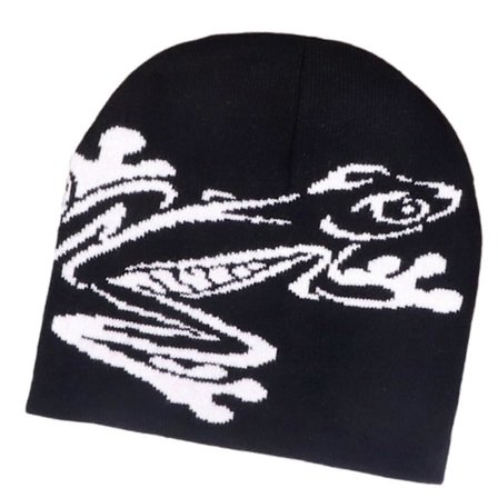 Tegneserie Træfrø Plan Vævet Hue Til Ægtefæller Blødt Akrylstof Koldt Vejr Unisex Streetwear Tilføjelse Sort