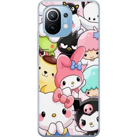 Kompatibelt Mobildeksel til Xiaomi Mi 11 Tett mønster av søte figurer med store øyne i ulike farger og uttrykk med LABUBU-tekst