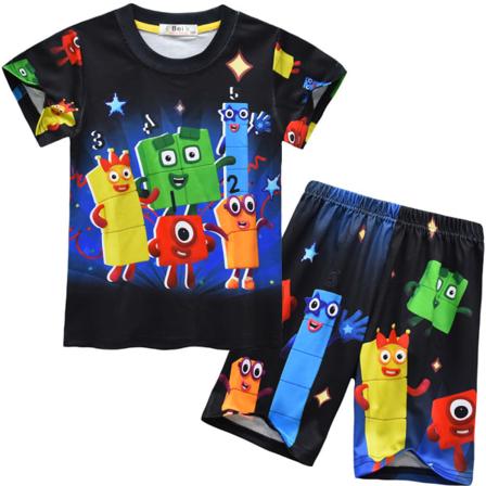 Number Blocks Kids Pyjama Sarjakuva T-paita Shortsit 2-osainen setti 120cm