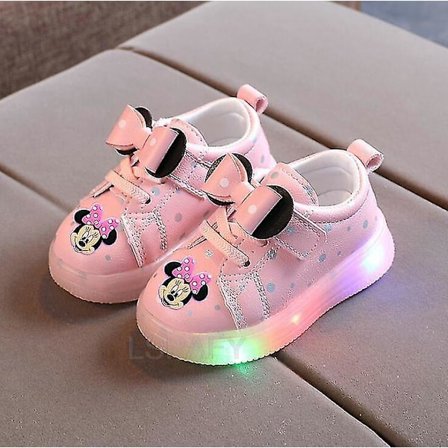 Moteanimasjon Baby Barn Lysende Joggesko Gutter Sko Chaussure Enfant Minnie Mus Jentesko Med LED-lys