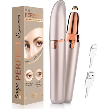 Øjenbryns- og hårfjerner til kvinder, øjenbrynshårfjerning med indbygget LED-lys til ansigtsvoks