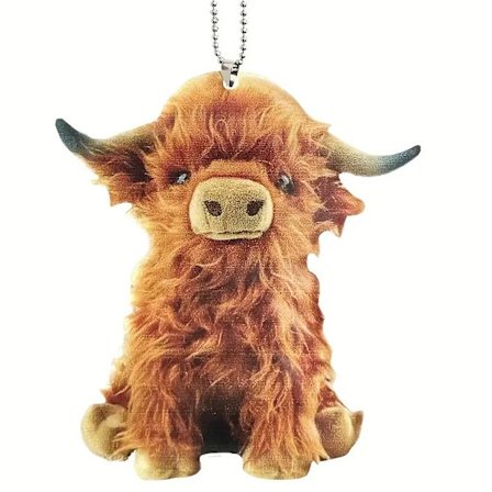 Jiyuge Highland Cattle Hengedekorasjon med Perlekjede Ku Dyr Leke DIY Nøkkelring Anheng Dekorasjon Ryggsekk Ornament Bursdagsgave