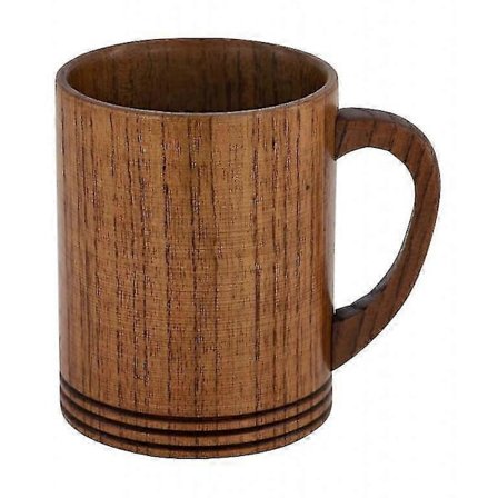 300ml Trekopp i tre, Drikkekopp i tre, Naturlig Håndlaget Kopp Te Øl Juice Melk Vann Kopp Med Håndtak Kjøkkenutstyr