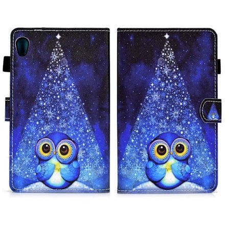 Lenovo Tab M10 HD Gen 2 läderfodral med vackert mönster och tryck - Blå Uggla