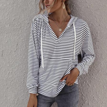Dam Hoodies Med V-ringad Baggy Hooded Toppar